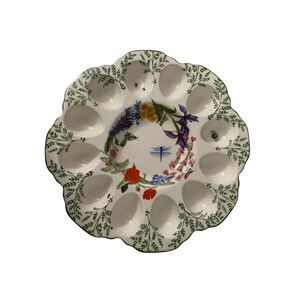 Anthropologie Deviled Egg Platter – Botanical Stoneware Serving Tray, NWT